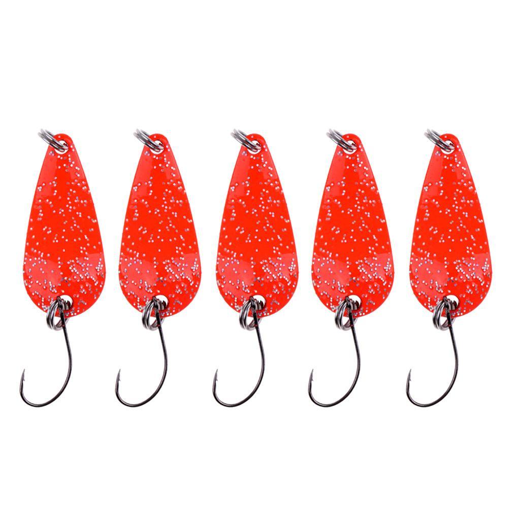 5Pcs Fishing Lures Set Copper Spoon Sequins Metal Lures Hard Baits Crankbait with Single Hook