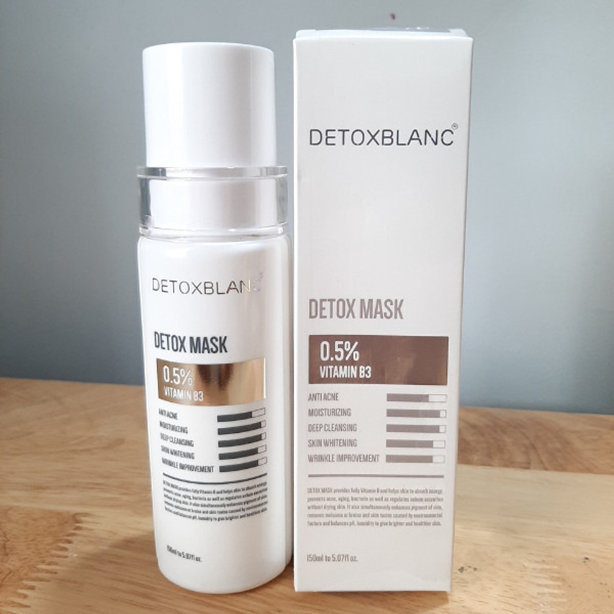 Mặt Nạ Thải Độc Trắng Da Ngừa Mụn Nám Detox BlanC: Detox Mask (mẫu mới) + Tặng kèm Kẹp tóc Ngọc Trai hot trend