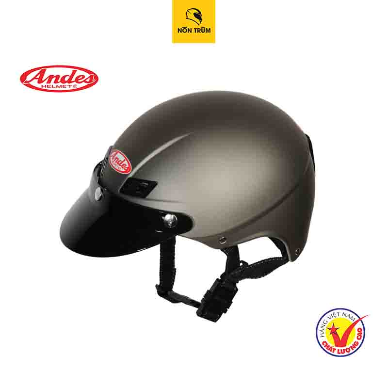 Nón bảo hiểm nửa đầu ANDES 109 gắn lưỡi trai màu đen chính hãng