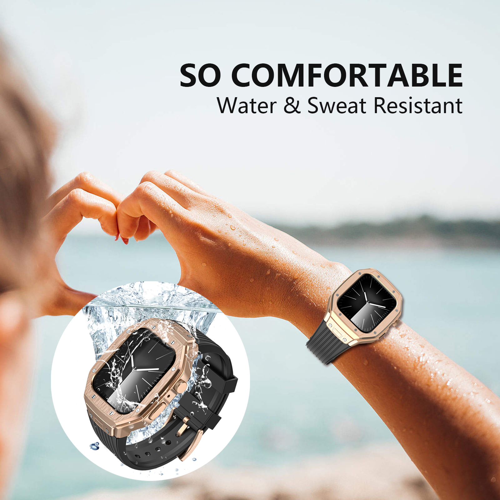 Ốp Case tích hợp dây đeo Vỏ Kim Loại bảo vệ cho Apple Watch Series 4/5/6/SE/7/8/9/SE2 Size 44mm/45mm - Hàng Nhập Khẩu