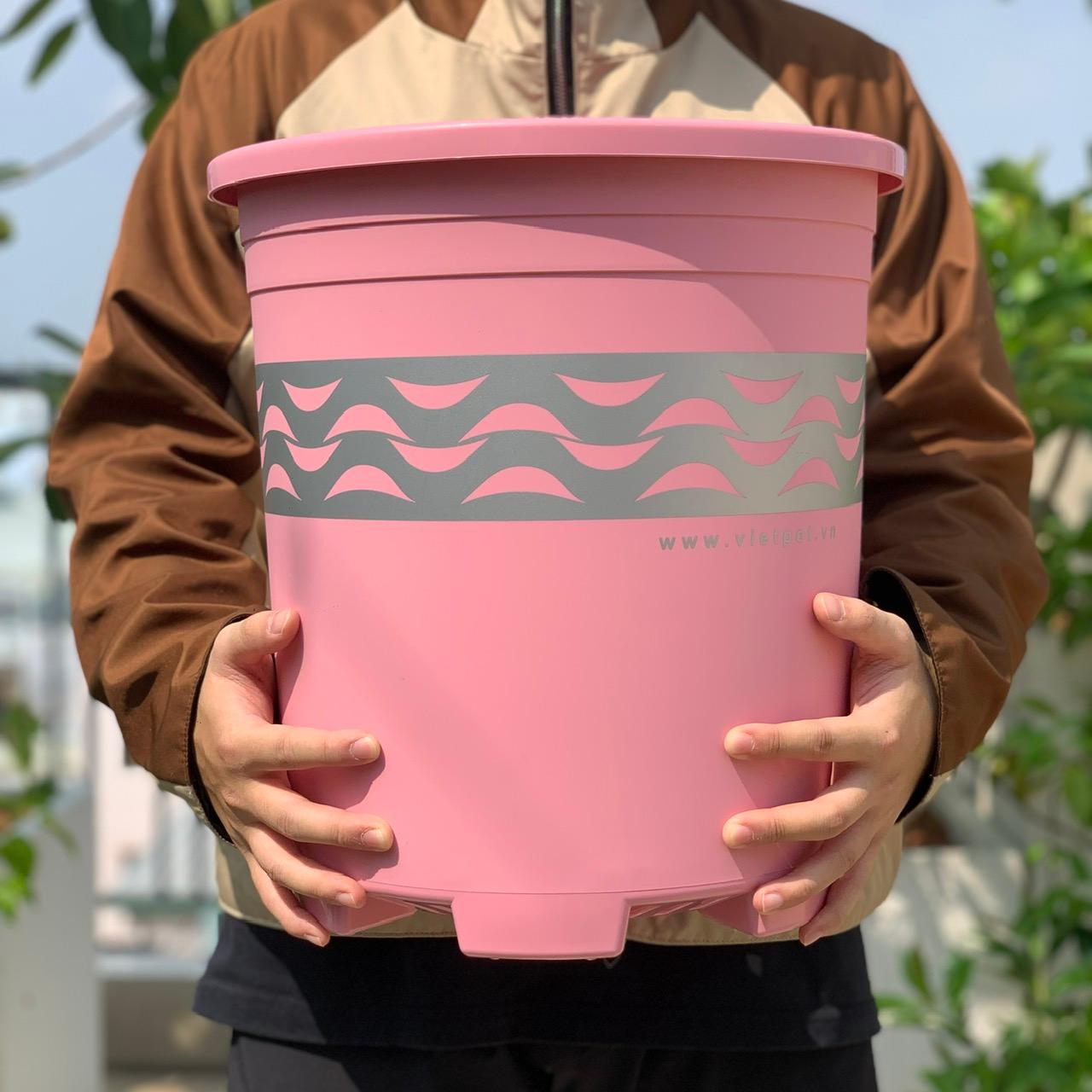 Chậu nhựa trồng cây VIETPOT, mã 52, size lớn 34x36, 6.6gal, hoa văn lượn sóng, trồng kiểng lá, chậu hoa hồng tree, trang trí trong nhà, ban công, sân vườn, sân thượng.