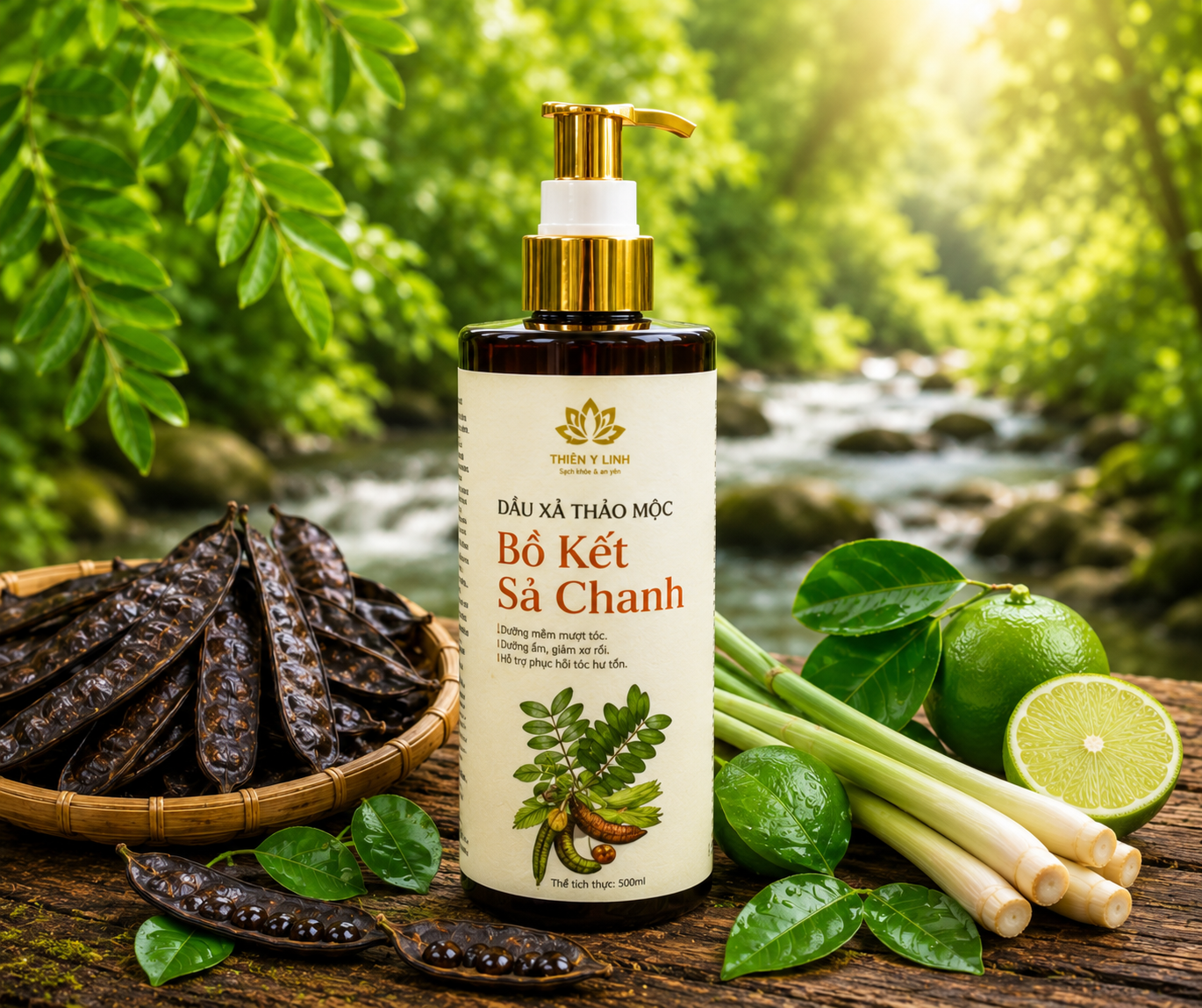 Dầu Gội Bồ Kết Sả Chanh thảo mộc cho nam giới giảm gàu ngăn rụng tóc
