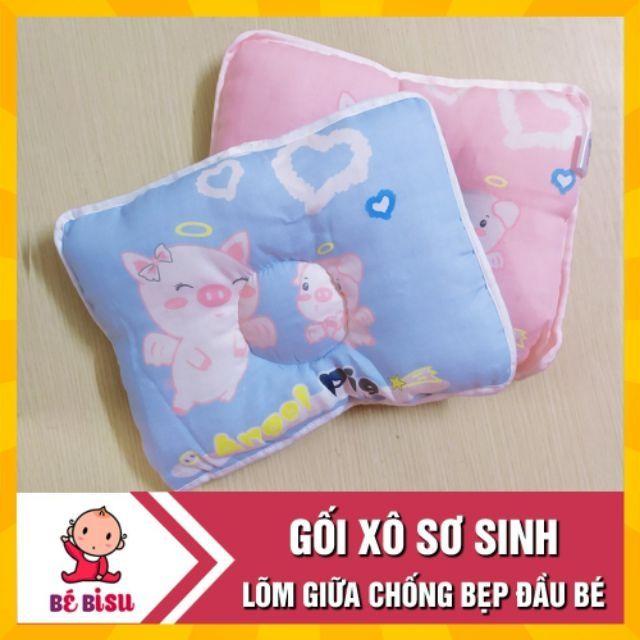 Gối xô sơ sinh sợi tre chống méo đầu cho bé