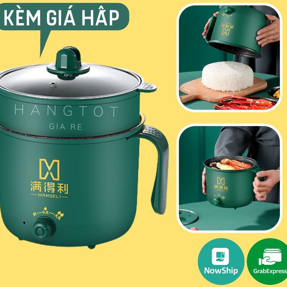 Ca Nấu Mì, Nồi Lẩu Mini Đa Năng Nấu Cơm Có Tay Cầm 1,8L Có 2 Nấc Nhiệt Mẫu Mới 2021 Kèm Giá Hấp