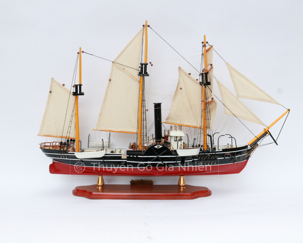 Mô Hình Thuyền Gỗ Phong Thủy Dạng Thuyền Cổ USS MICHIGAN Chính Hãng Hàng Xuất Khẩu Chất Lượng Cao