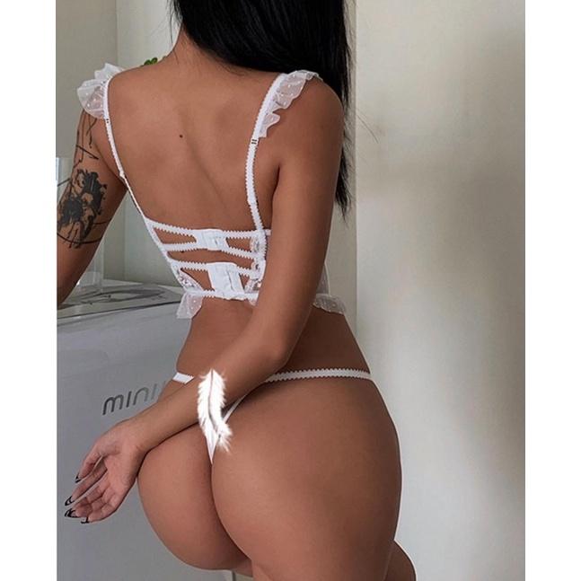 Bra Voan Kính Cao Cấp Phối Ren - Corset Kèm Chip Gợi Cảm - Nội Y Nữ Sexy