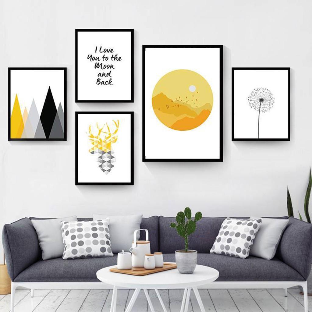 Bộ 5 tranh canvas MOON tối giản - Tặng Set đinh 3 chân