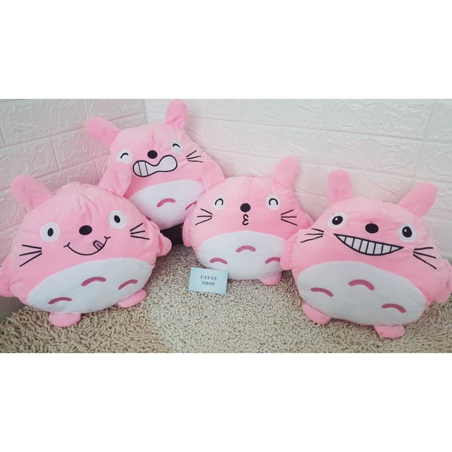 Gối mền TOTORO 3in1 mặt biểu cảm vui nhộn Vải nỉ nhung cực mịn, bộ chăn gối văn phòng