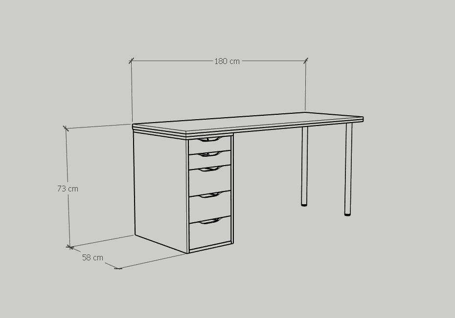 [Happy Home Furniture] LIDA, Bàn làm việc chân sắt - 1 bên ngăn tủ, BAN_020, BAN_021, BAN_022,BAN_023