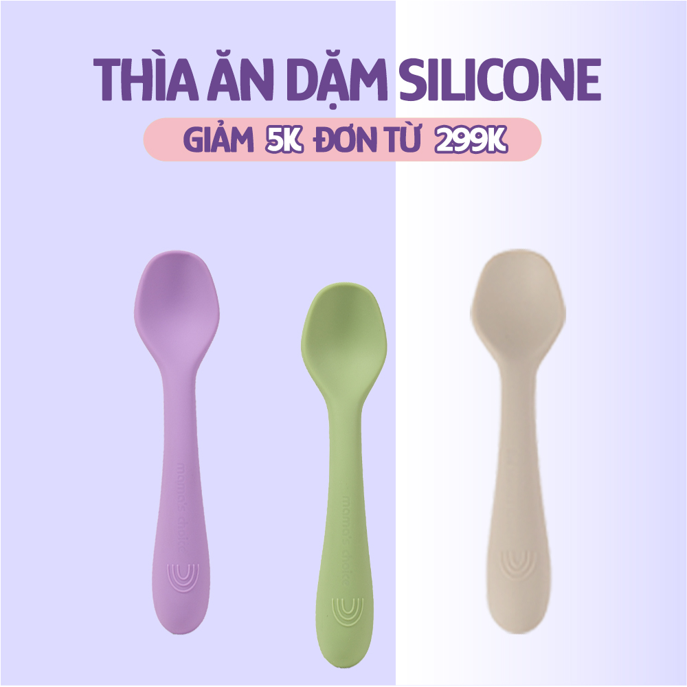 Thìa Ăn Dặm Silicone Mama's Choice 2023, Chất Liệu Mềm Mại và An Toàn Kiểm Định Quốc Tế Bureau Veritas