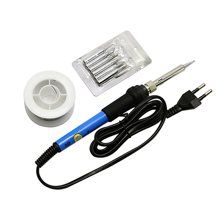 Mỏ hàn thiếc màu xanh điều chỉnh nhiệt độ tq936 60W, tay hàn nhiệt 936 + nhựa thông + thiếc hàn + 5 mũi hàn + công tắc