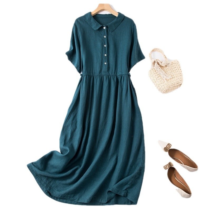 Đầm nữ suông chất linen mềm mát , có dây rút eo kèm túi 2 bên hông dễ mặc , phù hợp với mọi dáng Da215