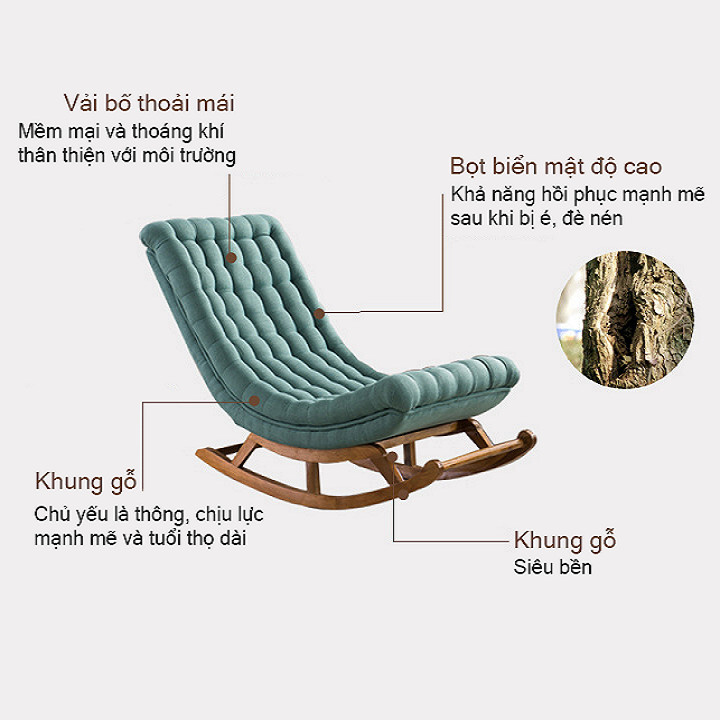Ghế bập bênh kèm đôn - Giao màu sắc ngẫu nhiên