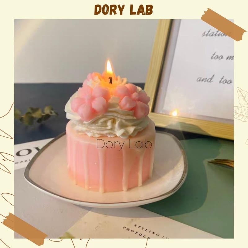 Nến Thơm Bánh Kem Hoa Đào Nhiều Mùi Hương Handmade - Dory Lab