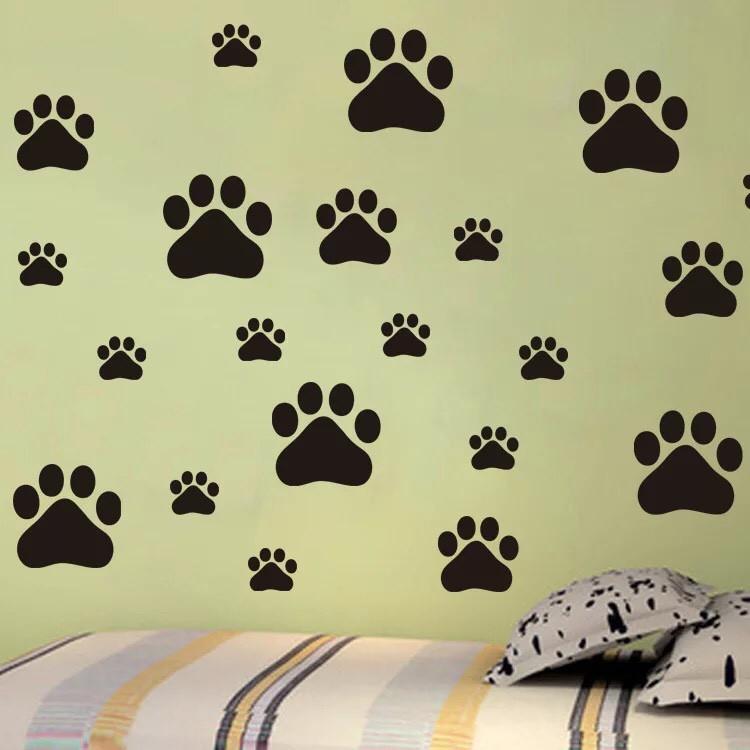 Decal trang trí tường cao cấp mẫu Dấu chân đen của Cún Yêu