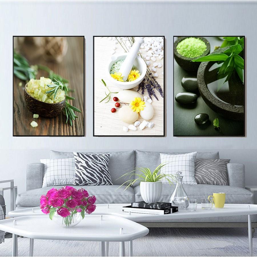 Bộ ba tranh trang trí spa hút tài lộc về nhà - tráng gương cao cấp