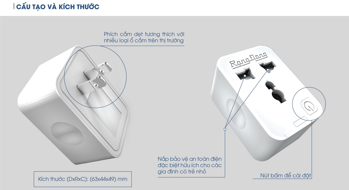 Ổ cắm wifi đơn chính hãng Rạng Đông Model: OC.01.WF 16A