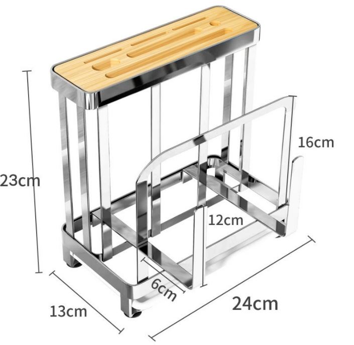 Kệ đựng dao thớt đũa muỗng đồ dùng nhà bếp đa năng Inox 304 kèm khay nhựa hứng nước