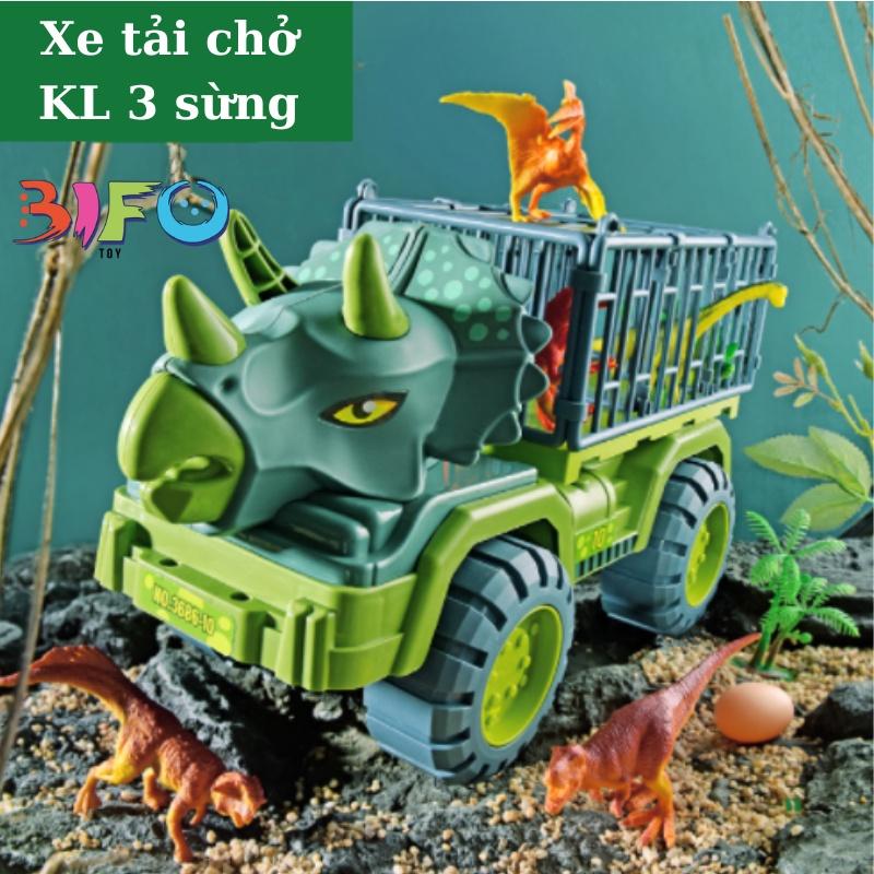 Đồ chơi mô hình xe ô tô khủng long chuyên dụng xe cẩu, xe xúc,xe tải có sẵn khủng long nhỏ đi kèm cho bé