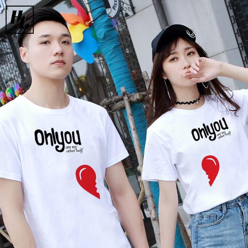 Áo thun Cặp Đôi Nam Nữ Couple - Only Có size Tay Lỡ