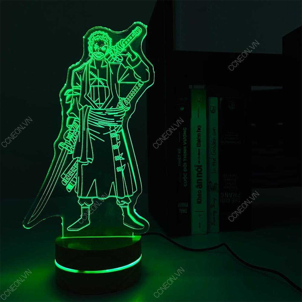 Đèn Led 3D Zoro Anime One Piece - Đèn Led 16 Màu Hình Nhân Vật Hoạt Hình, Đèn Ngủ Led 3d, Cảm Ứng , Điều Khiển Từ Xa