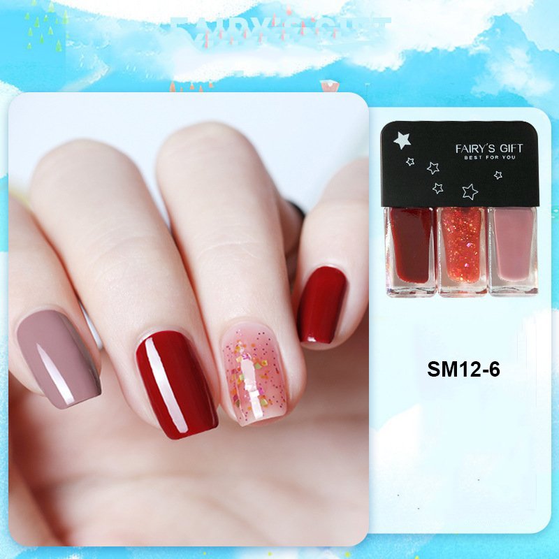 Set 3 lọ sơn móng, sơn gel tay bóng nhiều màu dễ thương SM12