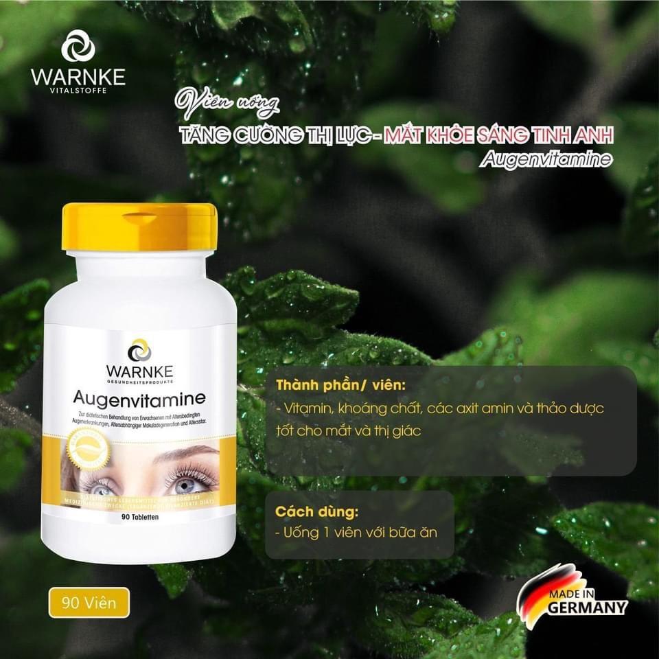 Viên Uống Bổ Mắt Warnke Augenvitamine, Giúp Tăng Cường Thị Lực, Giảm Đau Mỏi Mắt, Nhập Đức, 90 Viên