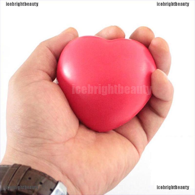 ICEB 1 X Heart Shaped Exercise Stress Relief Squeeze Elastic Rubber Soft Foam Ball