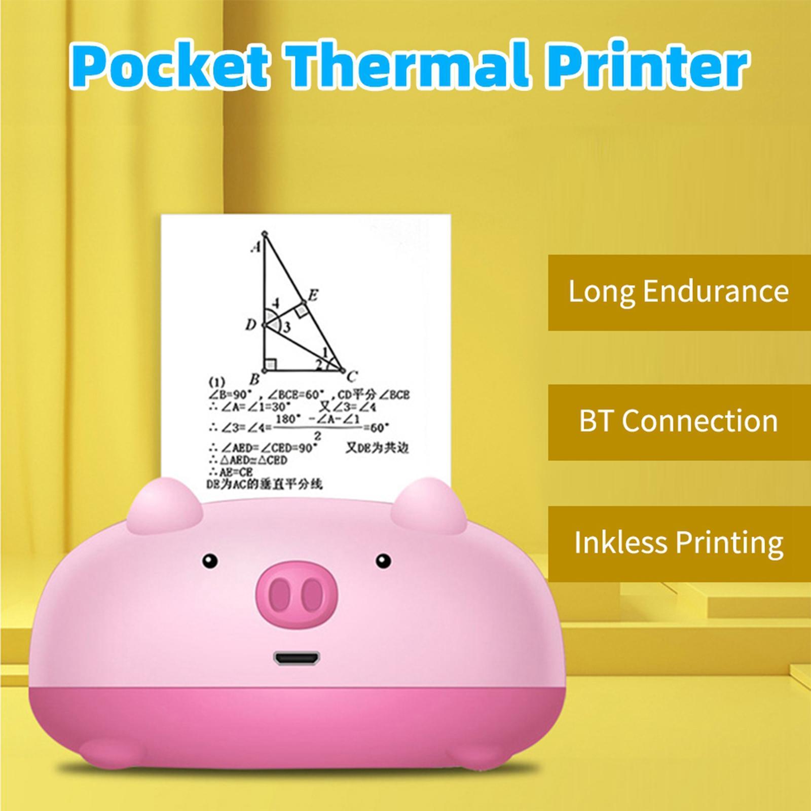 Cute Mini Wireless Pocket Printer 200dpi Thermal Printer Compatible for Journal, Organization, Study Notes Working Assistance, Photos Printing 57x30mm