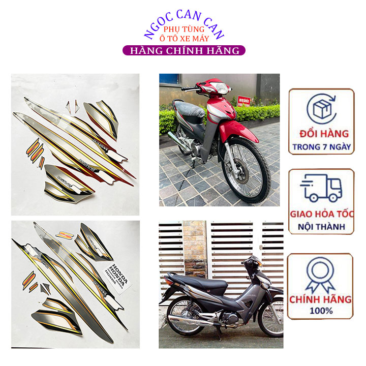 Nguyên bộ tem rời 3 lớp  dán xe máy  Wave S100 Màu Đỏ , Đen