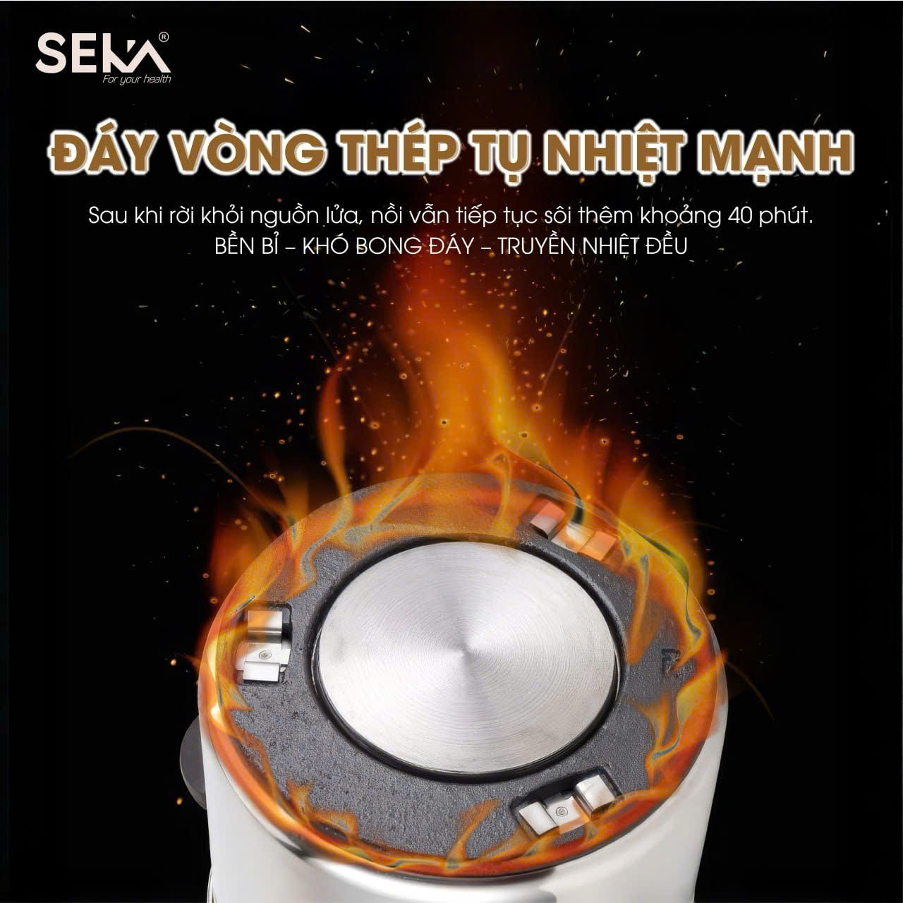 Nồi Ủ Chân Không SEKA SK6630 Dung Tích 7L inox304 Giữ Nhiệt Đến 24h Siêu Tiết Kiệm Nhiên Liệu - Hàng Chính Hãng