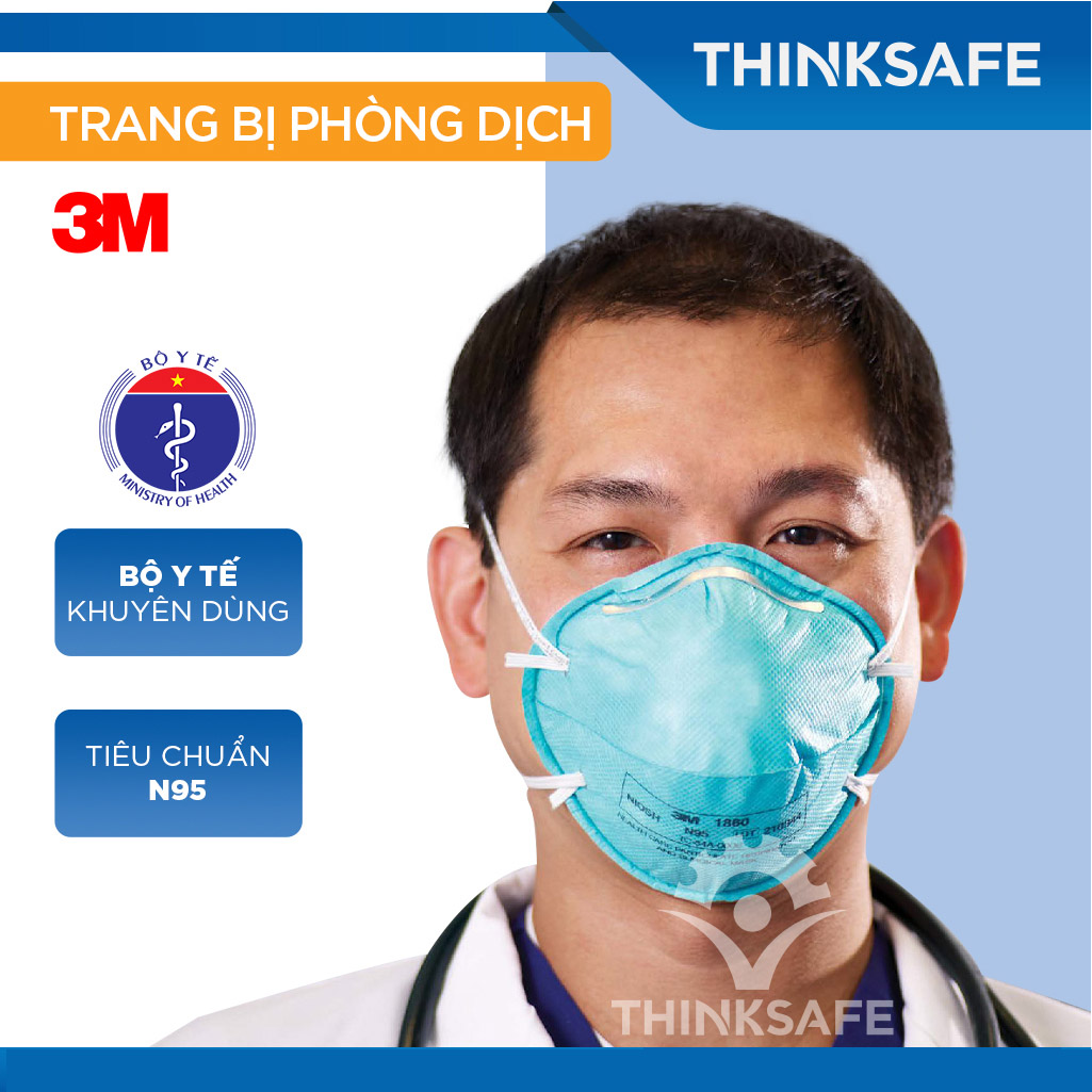 Khẩu trang phòng dịch N95 3M 1860 chuyên dùng chống giọt bắn, máu, vi khuẩn- Khẩu trang 3M đạt tiêu chuẩn N95 và FDA chính hãng