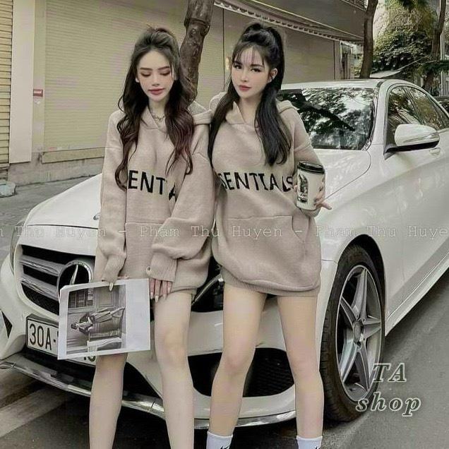 Áo len nữ kèm mũ dáng dài trùm mông siêu hot