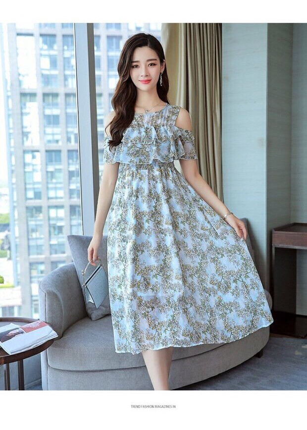 ĐẦM XÒE HOA NHÍ KHOÉT VAI CAO CẤP.