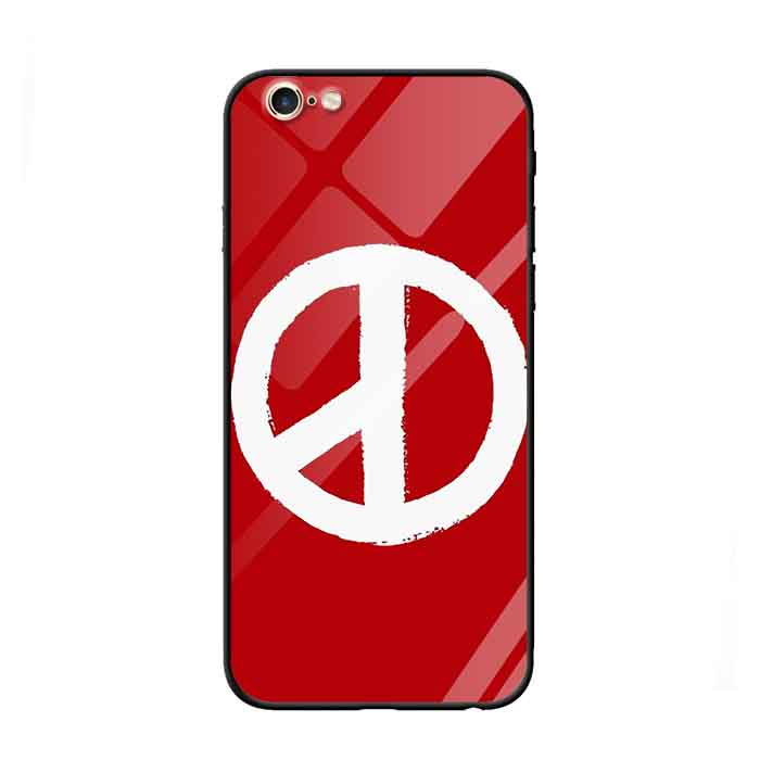 Ốp lưng kính cường lực cho iPhone 6 Plus /6s Plus Nền Peace Y Nền Đỏ - Hàng Chính Hãng