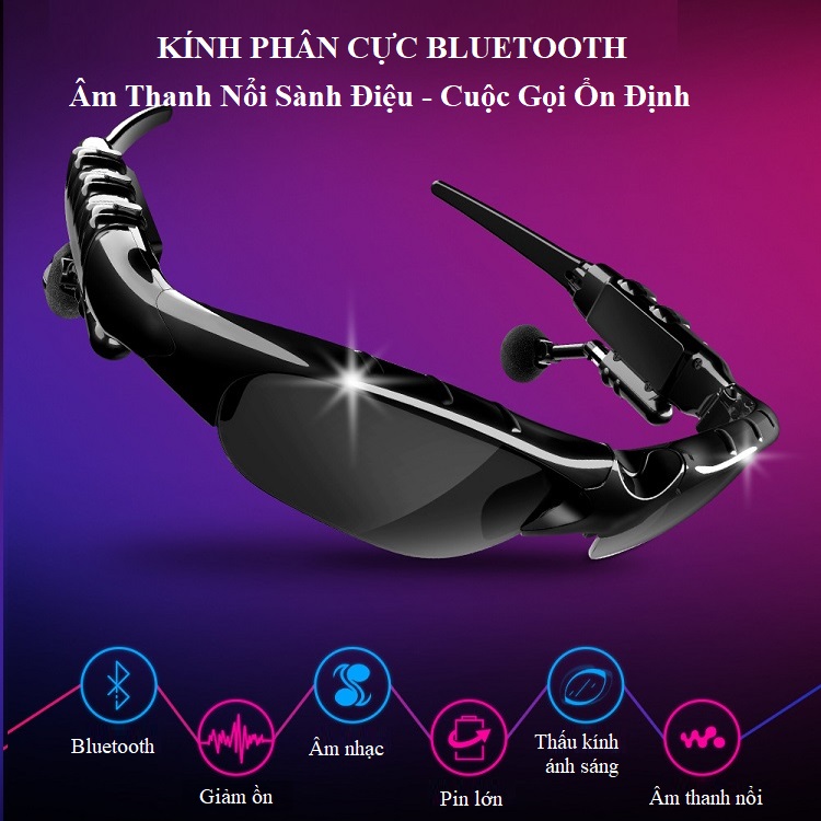 Tai nghe thời trang kính mắt Glasses - Sử dụng thấu kính phân cực rõ nét, chống tia UV, chống chói hiệu quả