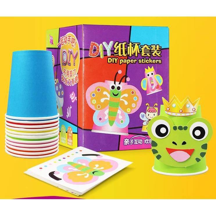 Bộ 12 ly giấy trang trí thủ công hình thú giúp bé rèn luyện đôi tay khéo léo quà tặng cho bé trẻ em