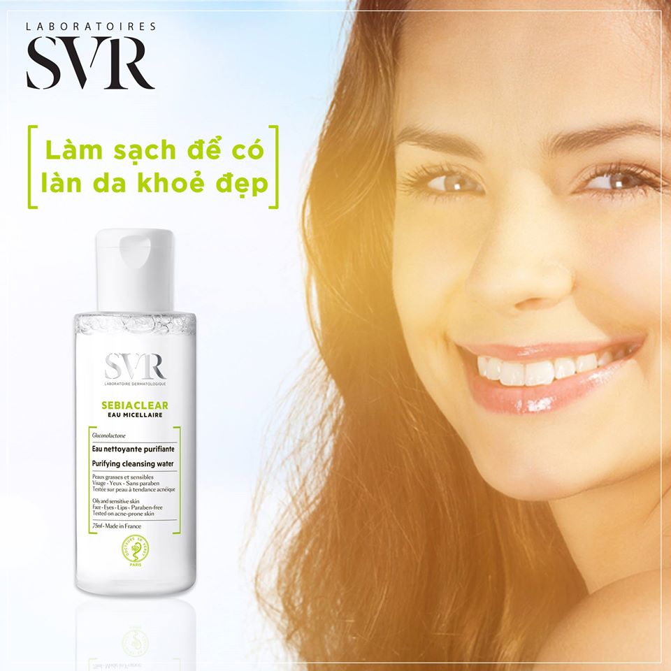 Nước tẩy trang, làm sạch da và loại bỏ dầu thừa SVR Sebiaclear Eau Micellaire