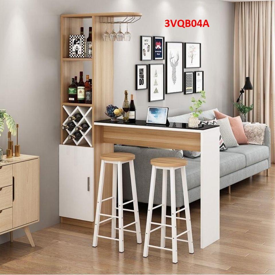 Quầy bar mini, quầy bar kiêm vách ngăn phòng khách nhà bếp 3VQB04A