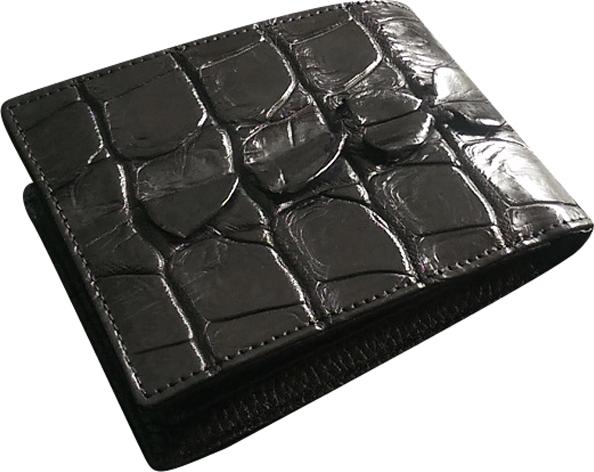 Ví Da Cá Sấu Đuôi Gai To - Đen