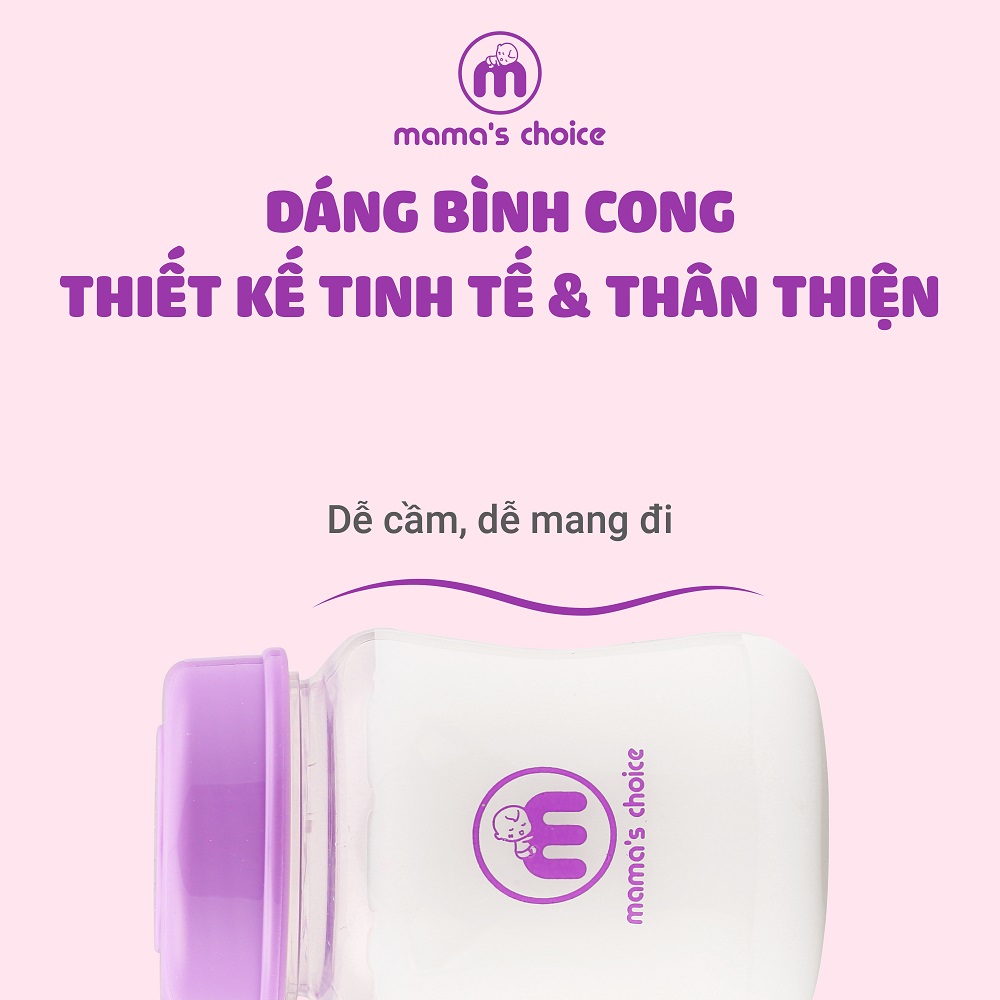 Bình Trữ Sữa Cổ Rộng Mama's Choice 180ml–240ml, Tương Thích Máy Hút Sữa Spectra, Avent, Fatz, Rozabi, Cimilre