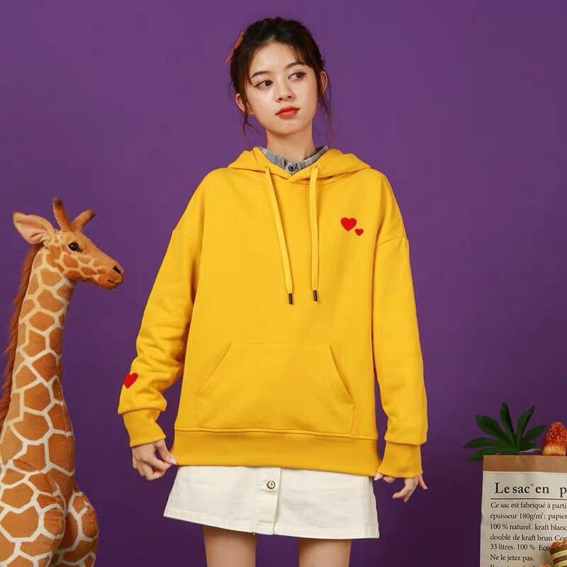 Áo hoodie nam nữ in trái tim nhỏ