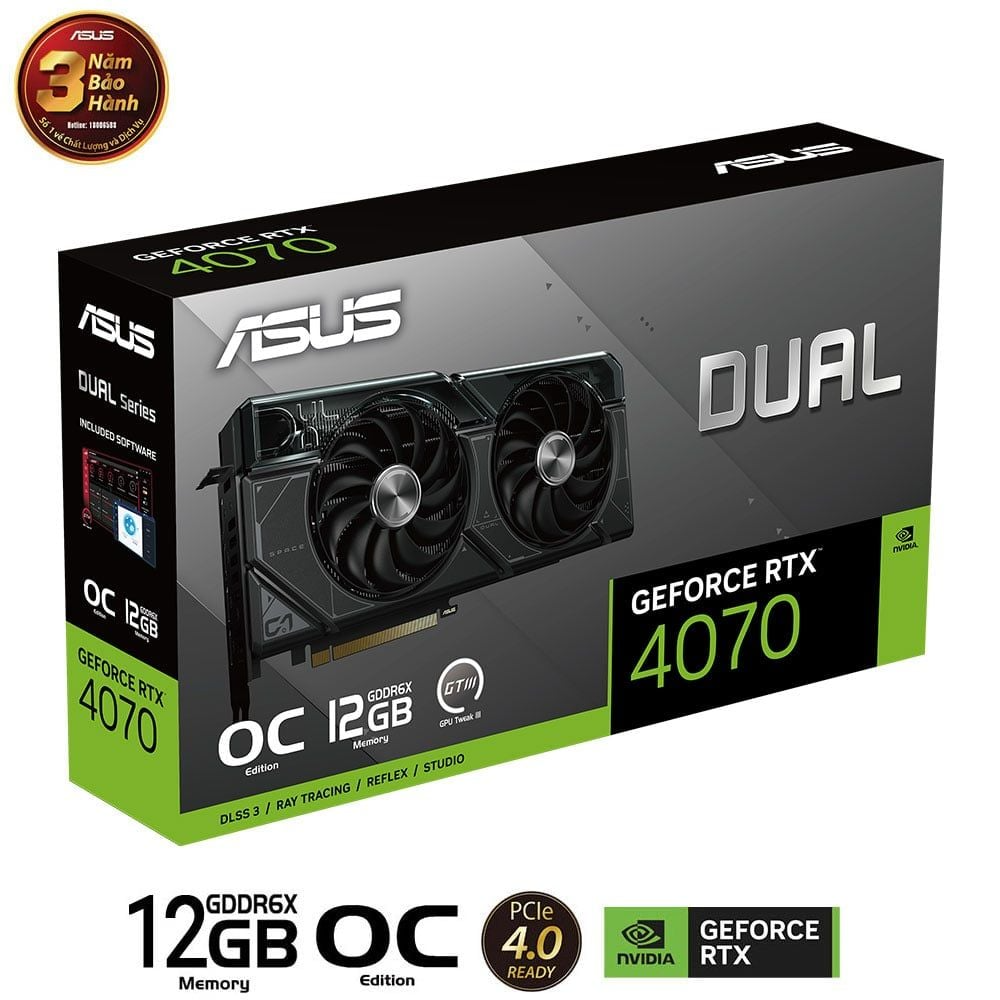 Card màn hình VGA ASUS Dual GeForce RTX 4070 OC Edition 12GB GDDR6X (DUAL-RTX4070-O12G) - Hàng chính hãng Viết Sơn phân phối