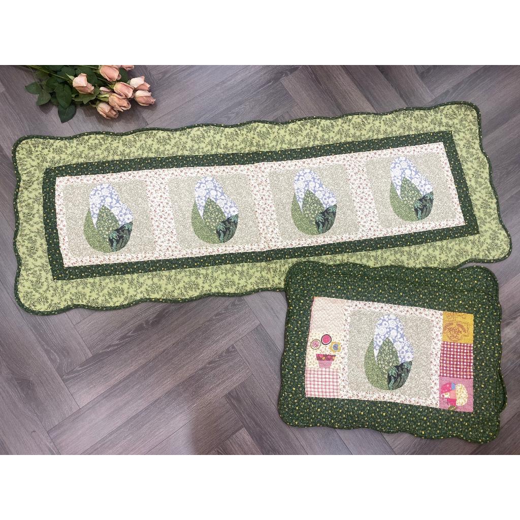 Thảm set 3 - lá xanh - viền xanh lá - T3N54701