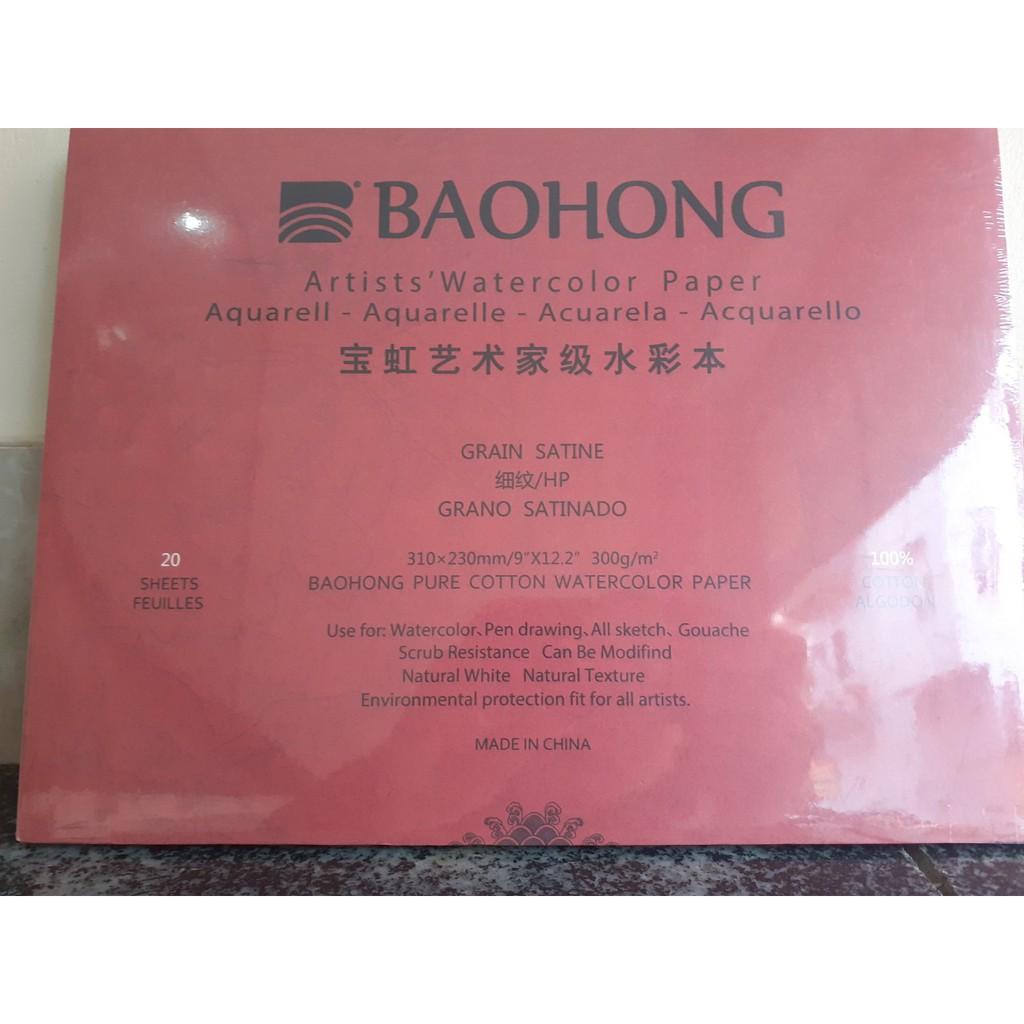 Giấy vẽ màu nước cao cấp Baohong (Hạng họa sỹ) 100% cotton 300gsm van hot