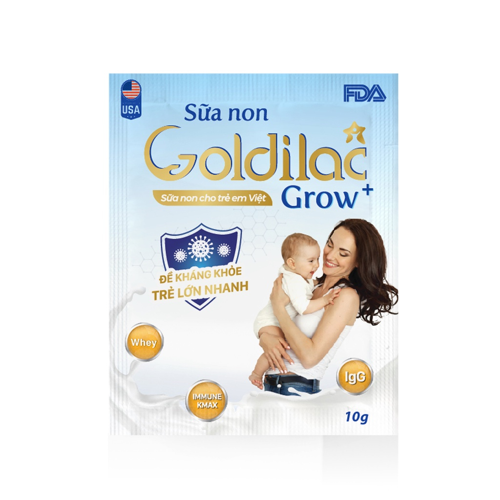 Sữa non Goldilac Grow+ - Sữa dinh dưỡng cho bé từ 0-10 tuổi, hỗ trợ cải thiện còi xương, biếng ăn, tăng cân cho bé giúp bé phát triển toàn diện