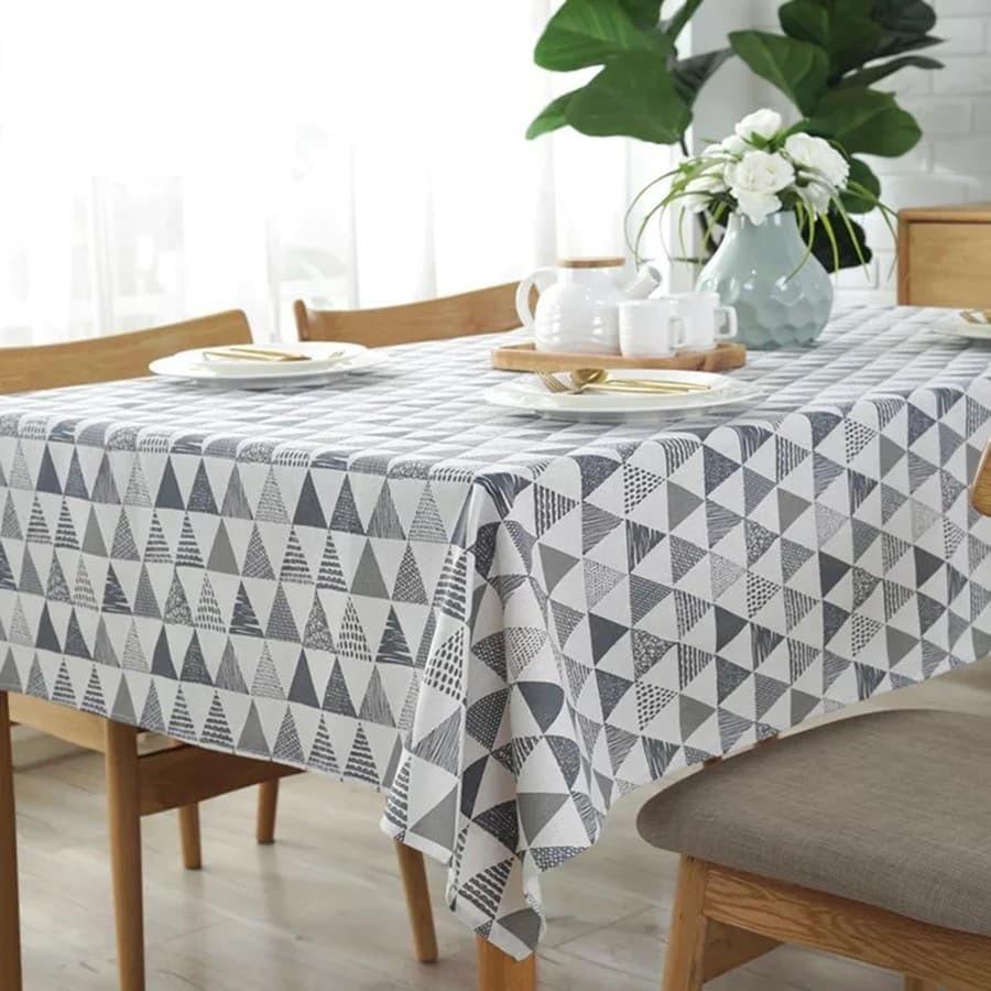 Vải Bố Vải Canvas Decor Trang Trí Làm Khăn Bàn Rèm Cửa Và Phông Chụp Ảnh Hoạ Tiết Tông Xám Nhạt Và Xanh