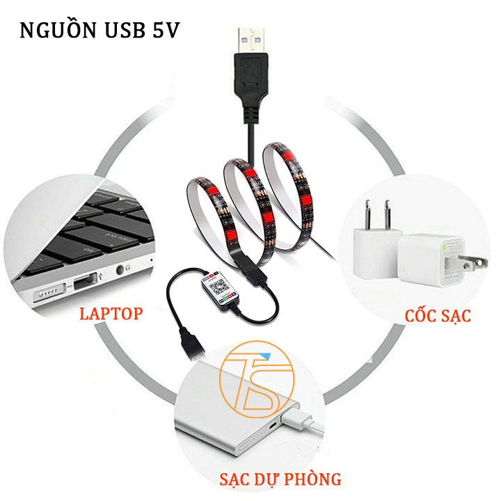 Dây đèn led đổi màu từ 1 đến 5m nguồn 5V usb có điều khiển bằng remote và app điện thoại trang trí decor, sống ảo titkok