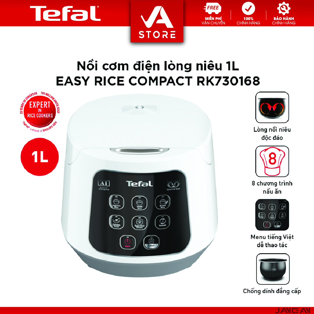 Nồi cơm điện mini Tefal RK730168 1L - 8 chương trình nấu - Hàng Chính Hãng