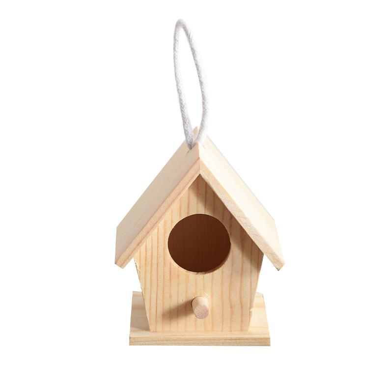 Tổ Chim Bằng Gỗ Treo Sáng Tạo Lồng Chim Bằng Gỗ Hình Ngôi Nhà Sáng Tạo Treo Tường Tổ Chim, 13*9.5*14.5 Cm
